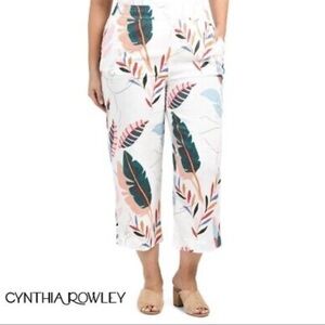Cynthia Rowley Tropical Print Wide Leg Pants